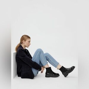 Anthropologie Pilcro Contrast Stitch Leather Chelsea Boots Black Size 10.5/41 EU